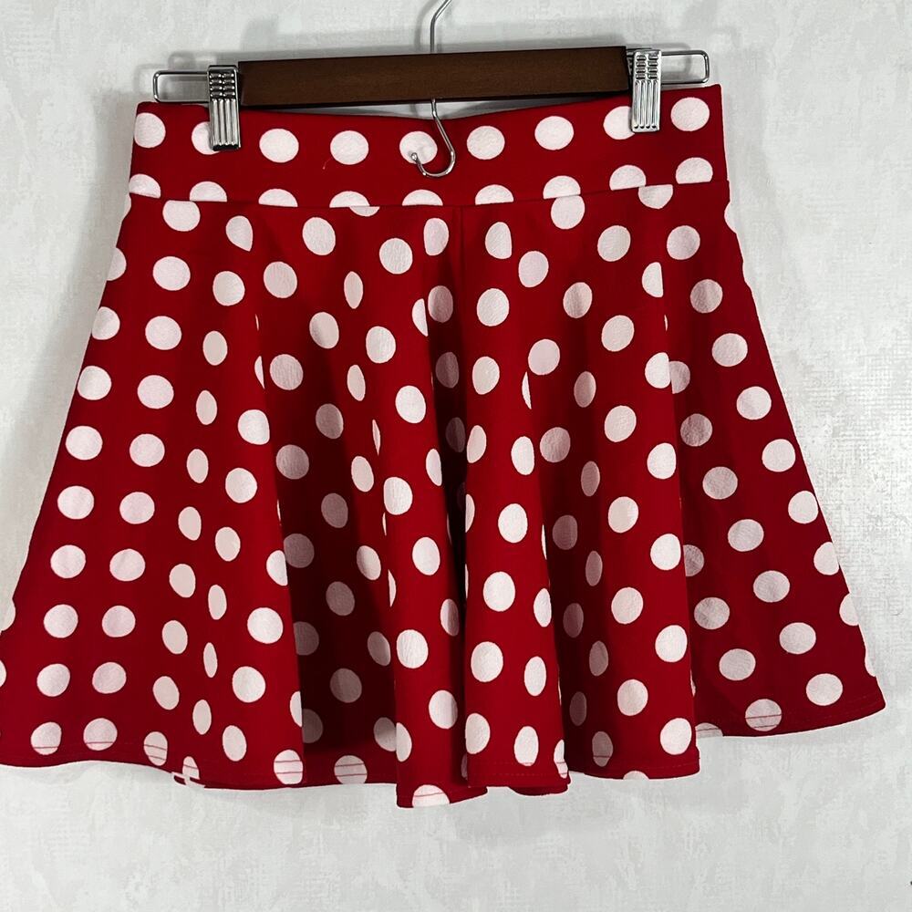 Urban CoCo Women's Red White Polka Dot Flared Disney Skirt Casual Mini Size M